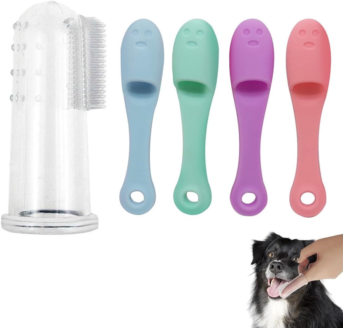 Hondentandenborstel Met Vingerafdruk Voor Kleine Honden, Tandverzorging En Tandreiniging Voor Honden (8 Stuks, Meerdere Kleuren)