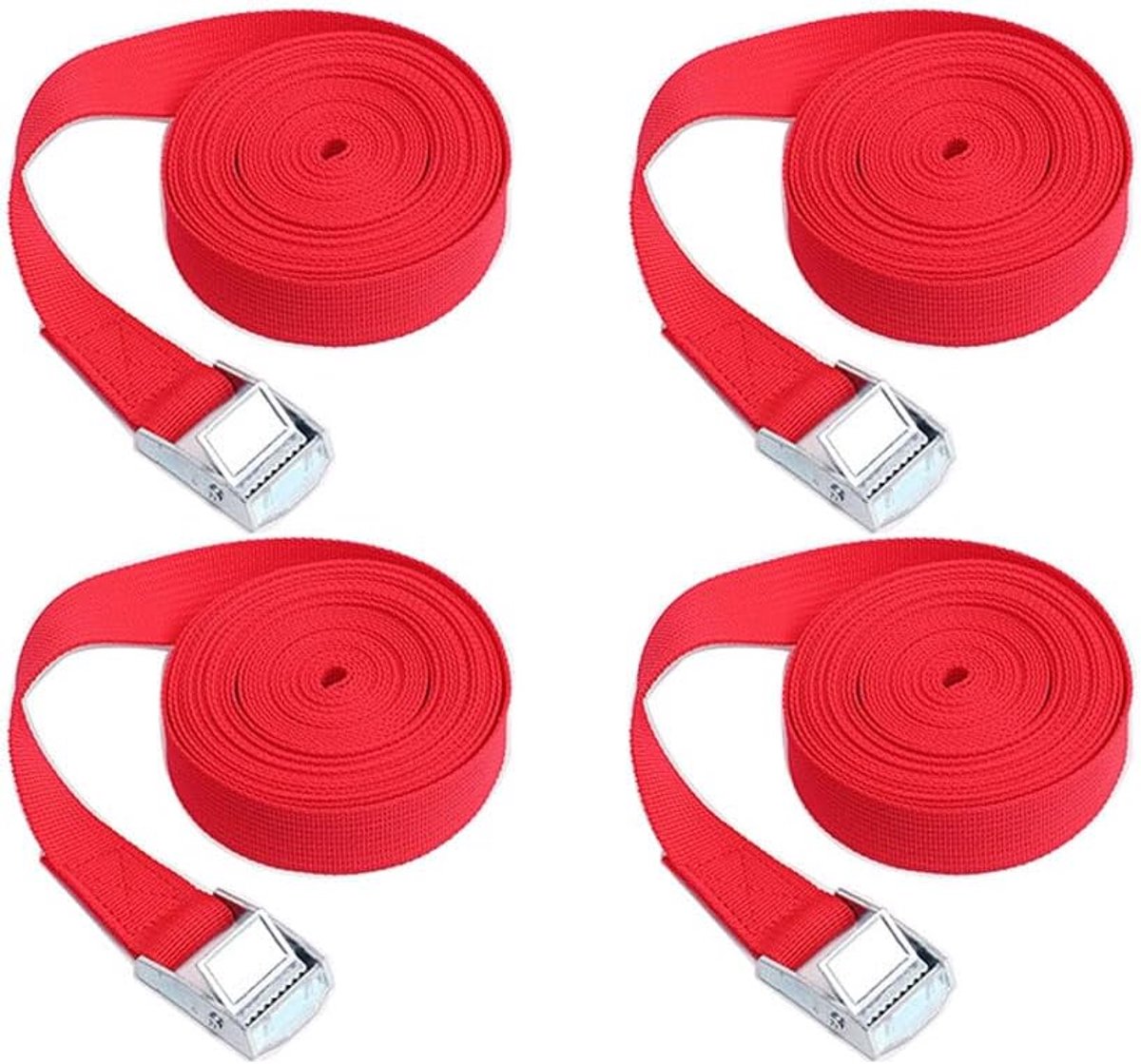 Spanbanden, verstelbare spanriem sjorbanden voor vracht bagage bestelwagens vrachtwagens motorfiets (rood) - 3 m x 25 mm