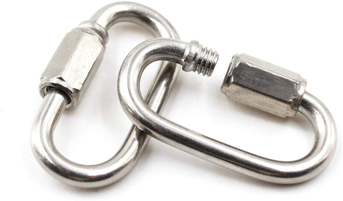 D vorm snelschakels 304 roestvrij staal snelle ketting reparatie links slot ring (2 stuks)