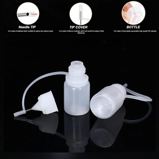 Flessen, Precision Tip Applicator Flessen, naald uiteinde dispenseren fles, dispenseren fles, knijpfles kleine, plastic fles, kleine plastic flessen voor het vullen, voor lijm inkt olieverf — afbeelding 4
