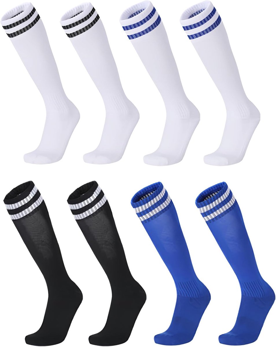 Sokken voor kinderen, sportsokken voor kinderen, ademende trainingssokken van 5 tot 12 jaar, voetbal, basketbal, hardlopen, zwart, wit, blauw, one size