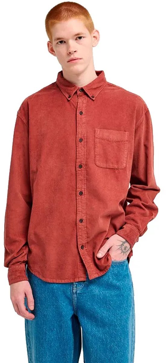 Element Button Down Corduroy Regular Fit Overhemd Met Lange Mouwen Oranje L Man