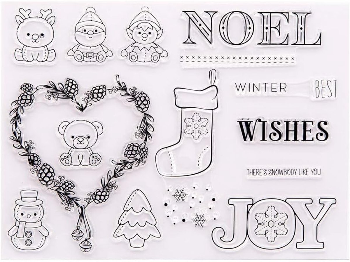 Joy Merry Christmas Sneeuwpop Boom Winter Wensen Kerst Decors Sokken Rubber Stempels Clear Stempels voor Kerstkaart maken Decoratie en DIY Scrapbooking Rubber Stempels voor Ambachten
