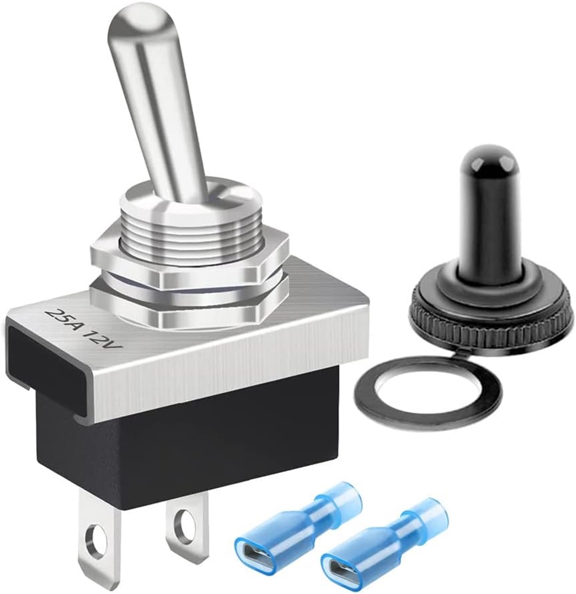 Schakelaar 25A 12VDC/15A 24VDC/10A 250VAC/ 15A 125VAC SPST AAN/UIT 2Pin 2 Positie met Upgrade Waterdichte Afdekkap voor Auto KN3D-101