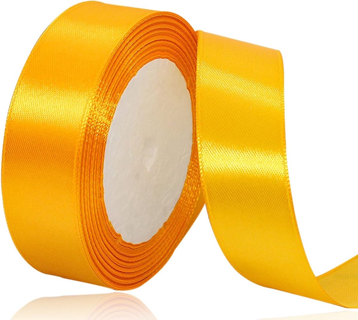 lint, 25 mm x 22 meter, geel, effen kleur, stof, voor inpakken, knutselen, ballons, naaiprojecten, lintjes, bruidsboeketten, bruiloftscadeaus