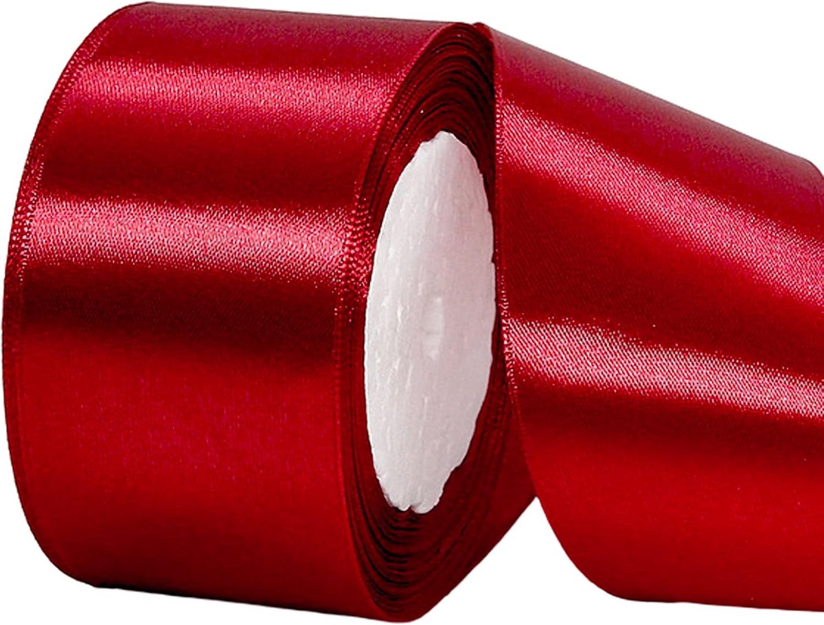 Donkerrood satijnen lint 50 mm, 22 m Claret rood haar lint taartstrikken, polyester linten stoffen geschenk satijnen linten voor geschenkverpakking, mand taart ambacht, trouwauto, Union Jack