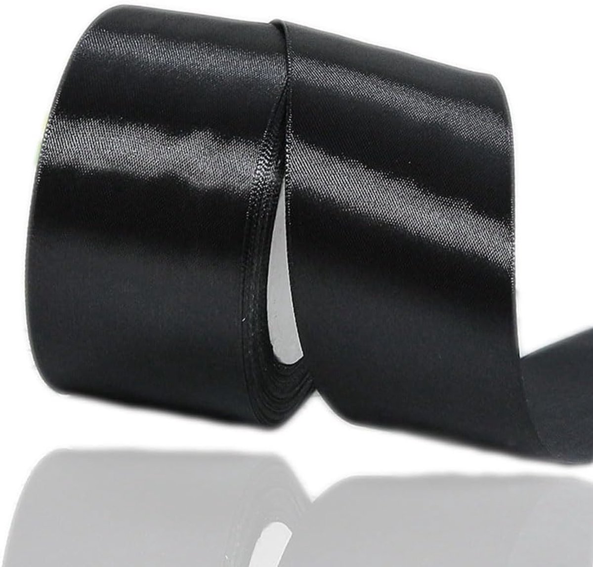 lint zwart 50 mm, 22 meter decoratief cadeaulint, breed lint, stoffen lint voor bruiloft, doop en verjaardagsgeschenken