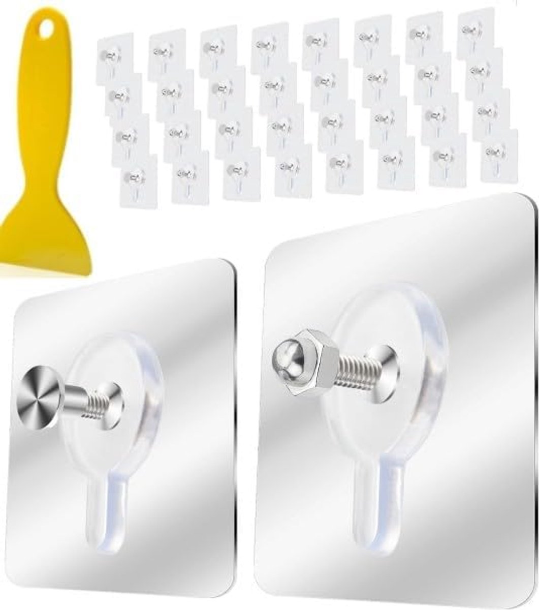 40 stuks zelfklevende fotohangers zonder boren, framebevestiging zonder gat, framebevestiging zonder boren, zelfklevende wandhaken, transparant, voor fotolijsten, foto's, schilderijen