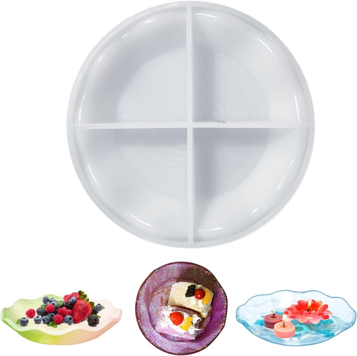 Epoxyhars Siliconen Mal, Golvende Schotel Mallen, Resin Dish Plate Mold, Gebruikt voor Doe-Het-Zelf Fruitschalen, Sieraden, Desserts, Snoepjes (Golvende Kantvorm)