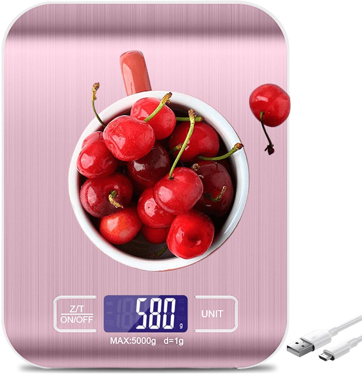 Digitale keukenweegschaal 10 kg/1 g - USB-oplaadbaar - LCD-display - nauwkeurig wegen in de keuken - SnelShoppen