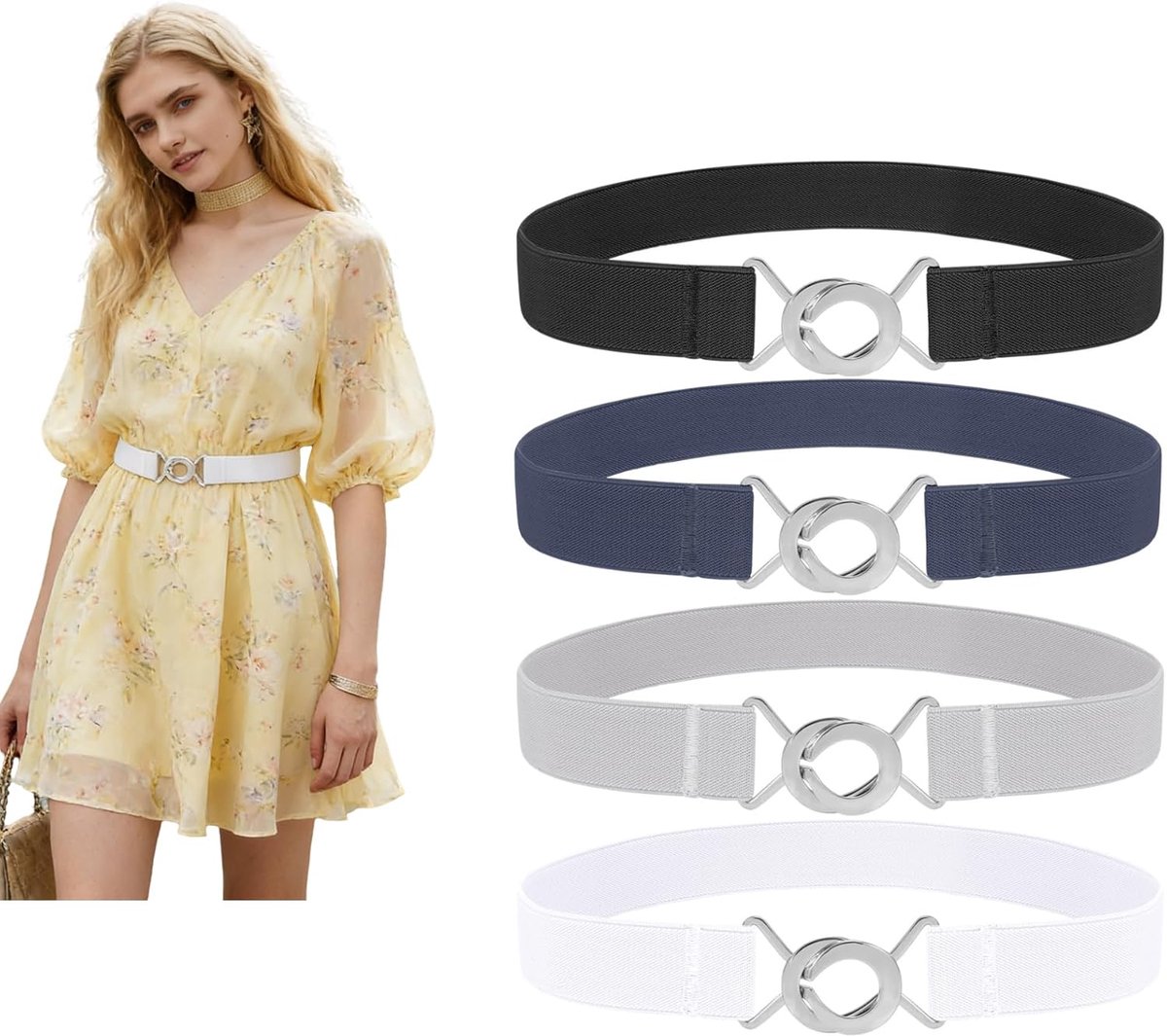Dames Mannen Skinny Elastische Taille Riem Stretch Dunne Riem voor Jurk Jeans
