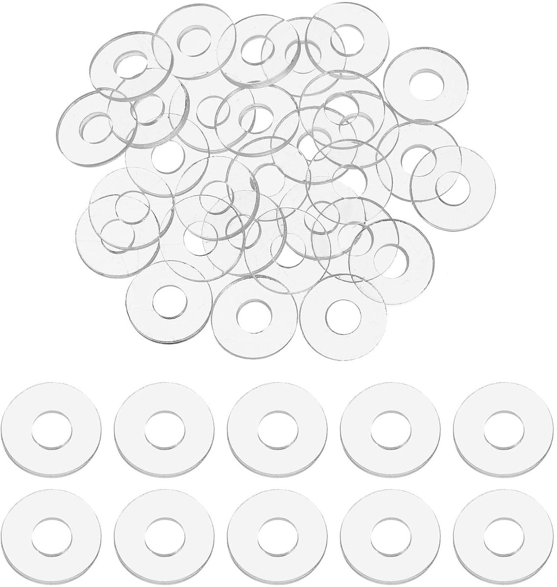 Platte sluitringen van pvc, 4 x 10 x 1 mm (ID/OD/Hoog), 200 stuks, Afvoerafdichting voor Handgreep, Deurscharnieren, Handdoekstangen, Remisolatie, Bevestigingen, Transparant