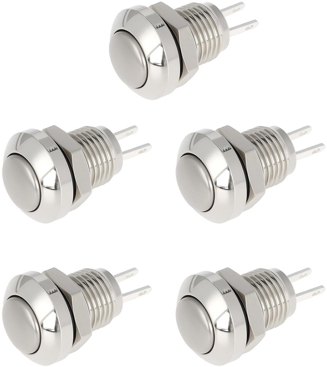 5 stuks kortstondige drukknoppen 2-pins 8 mm waterdicht 0,5 A 250 VAC voor elektromagnetische starter relais