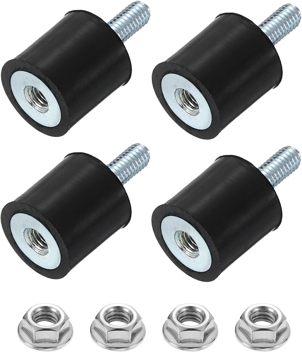 4 stuks rubberen buffers M3 x 8 mm, 10 x 10 mm rubberen voet natuurlijk rubber met schroef verzinkt staal anti-vibratiebuffer voor luchtcompressoren pompen motoren industriële machines