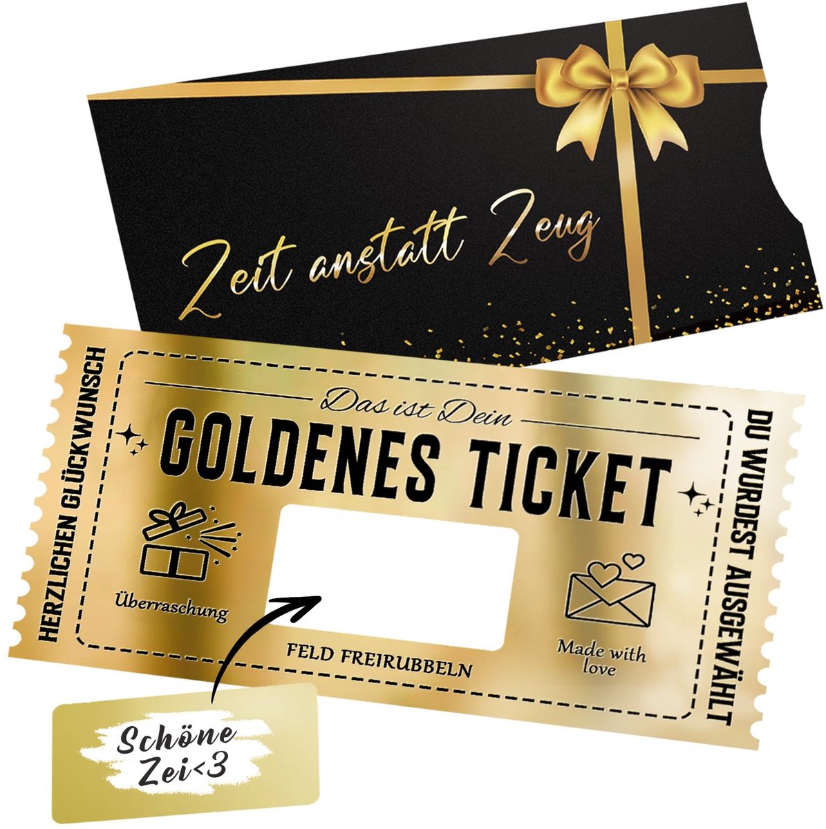 Gouden ticket tegoedbon - zelf in te vullen - met kraskaart envelop - uniek verjaardagscadeau voor vrouwen en mannen - SnelShoppen