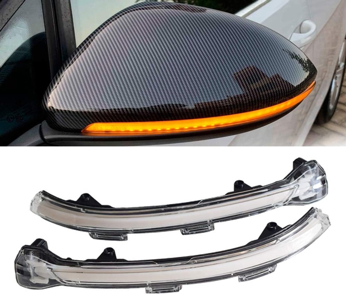 1 paar zijspiegelknipperlichten, dynamische scrolling, led-indicator voor Golf 7 MK7 GTI 7 R 7.5 (witte schaal)