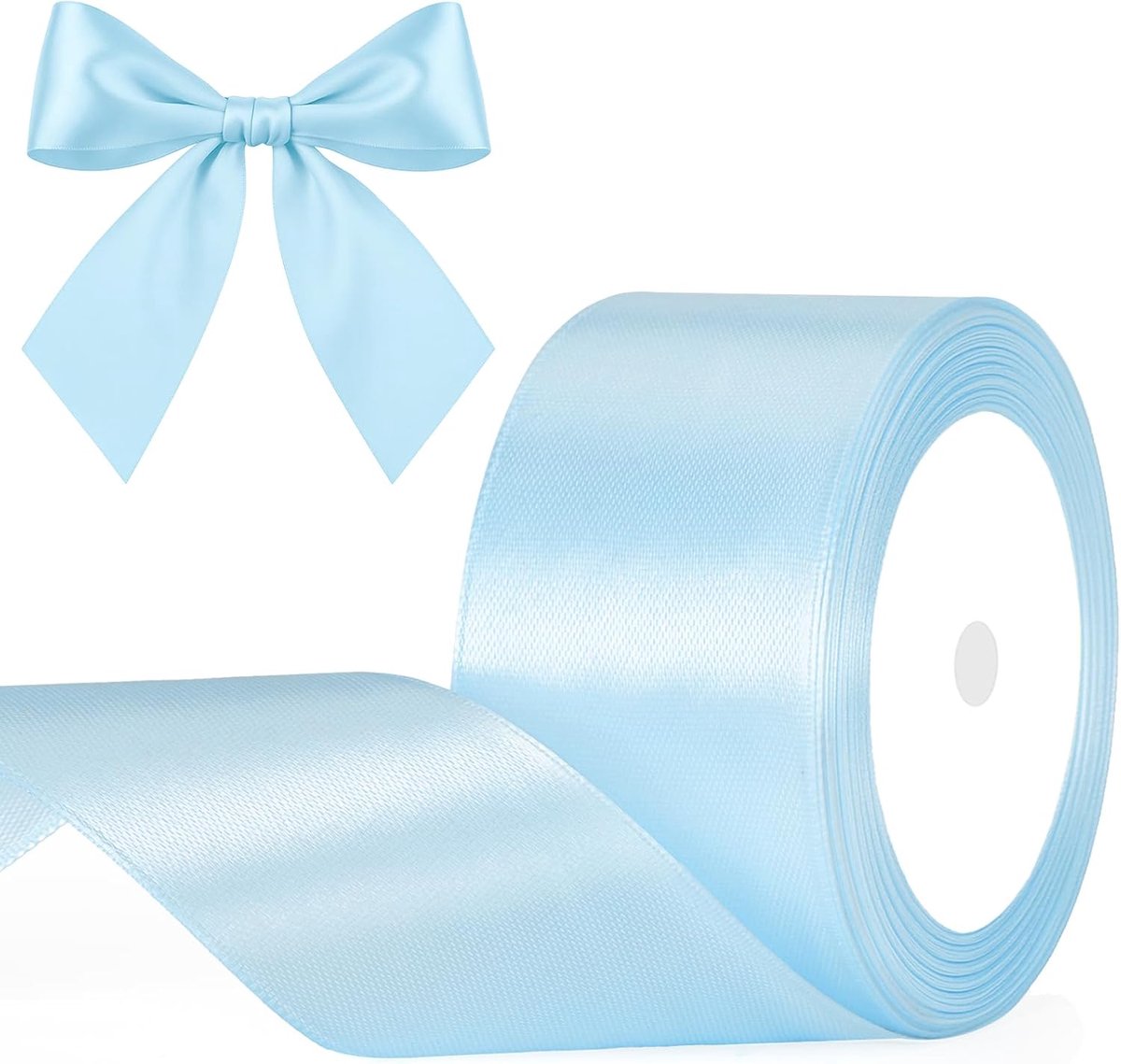 Babyblauw satijnen lint 50 mm: decoratief cadeaulint, 22 m lint om te knutselen, decoratielint voor geschenkverpakking, decoratie