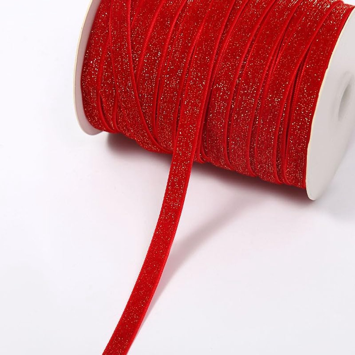 5 yard metallic glitter satijnen lint eenzijdig fluwelen lint glitter fluwelen decoratielint sierband sierband sierlint sierband voor naaien verjaardag feest bruiloft Kerstmis decor rood #1