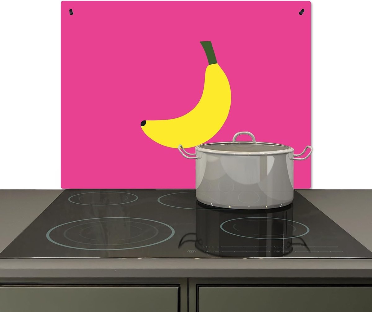 Spatscherm Keuken 52x75 cm Kookplaat Achterwand Beschermer Muur Spatwand Fornuis Aluminium Hittebestendig - Banaan - Geel - Fruit