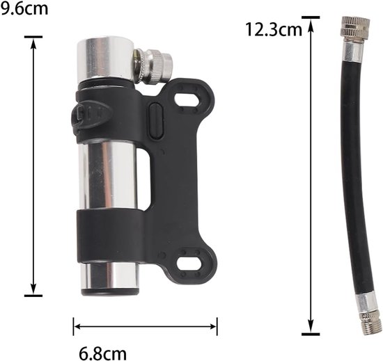 Mini Fietspomp - Handpomp Bandenpomp - Banden Oppompen - Compact Aluminium Ontwerp - 120 PSI - Zilver — afbeelding 5