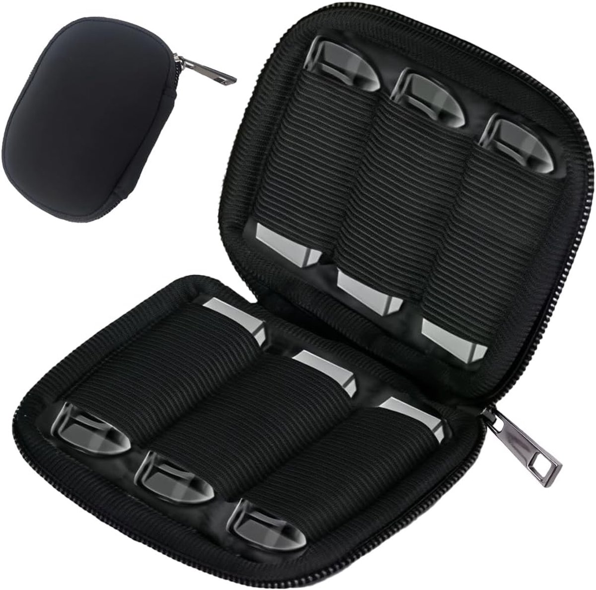 1 stuks opbergtas, opbergvakken voor USB-sticks, organizer voor elektronische accessoires, kleine opbergstick, organizer, zwarte opbergdoos, case voor 6 stuks USB-opslagsystemen