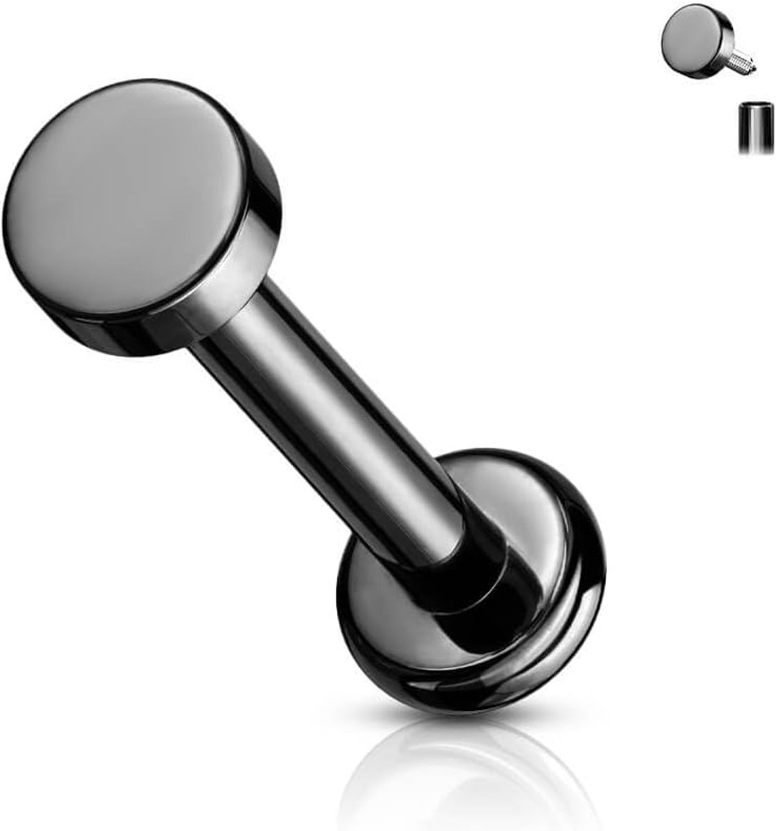 Labret cirkel platte binnendraad platte disc lip oor piercing steker