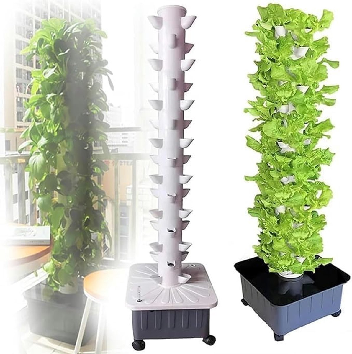 15 lagen 45 gaten hydrocultuur torenset, verticaal hydrocultuur kweeksysteem, Aquaponics kweeksysteem, grondloos hydrocultuur toren kweeksysteem voor kruiden en groenten