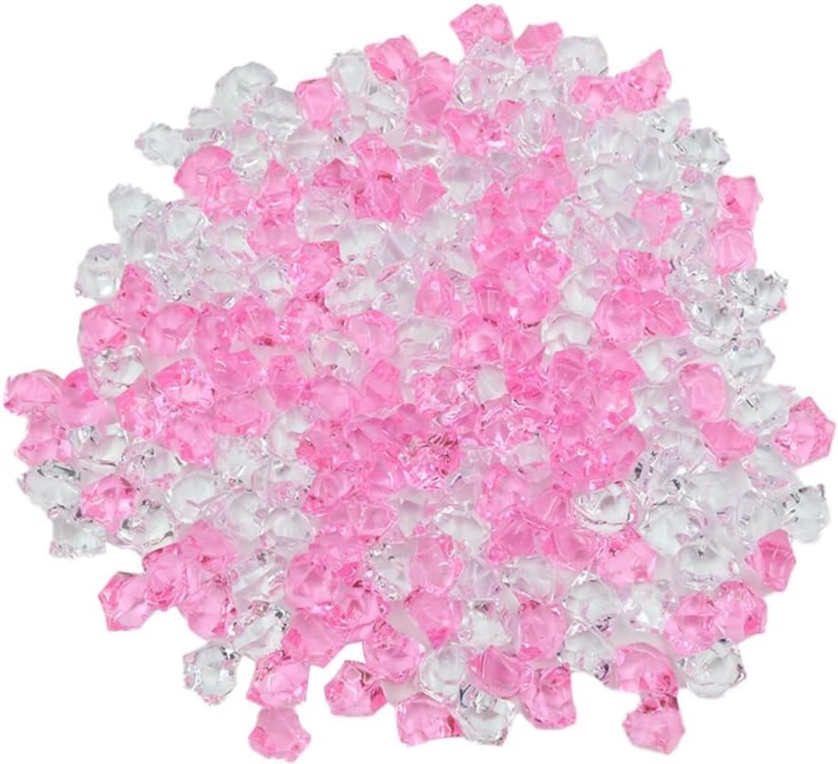 200 stuks nep-kristallen edelsteen, simulatie gemalen ijsrotsen, voor vaasvullers bruiloft/feestdecoratie tafelverstrooiingskristallen (roze/transparant)
