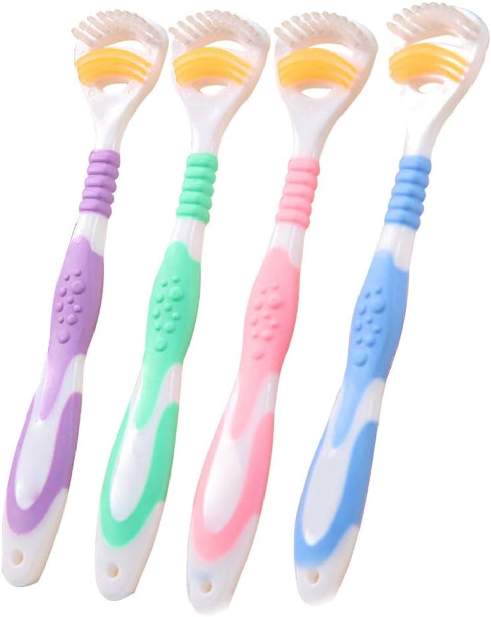 Tongschraper, 4 stuks, tongborstel, reiniger, bacteriën, remmende geurloze tongschraper, mondgezondheidsverzorging gereedschap (paars blauw groen roze)