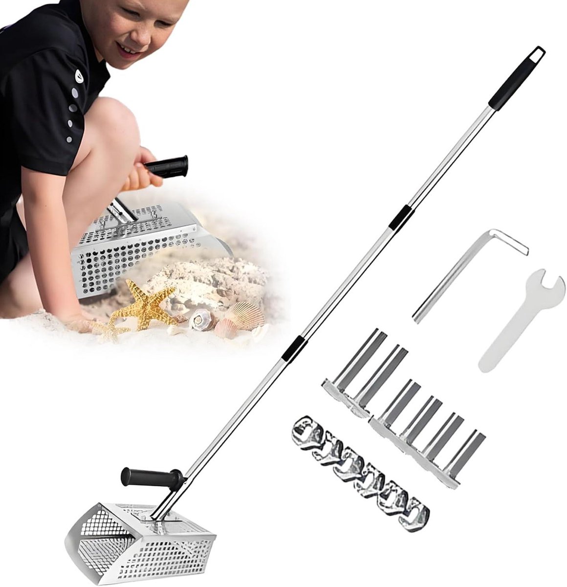 Metaaldetector Schep - Graaf Schep - Strandjutten en Zeven - Afneembare Steel - 130 cm - Enkel kenmerk