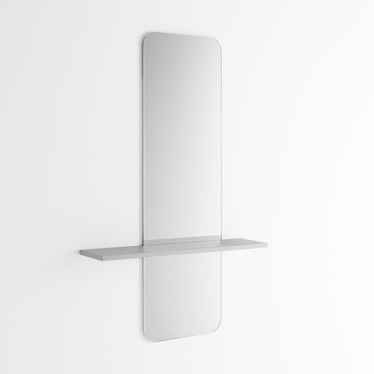 Moderne spiegel met opbergruimte, 130 x 80 x 19 cm, gemaakt in Italië (Lichtgrijs)