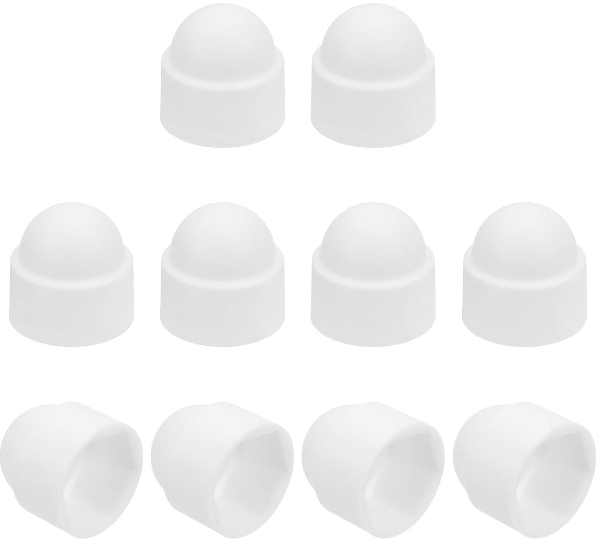 Beschermkap moeren, 10 stuks, M10 x 17 x 20 mm, beschermkap met zeskantschroef van kunststof, afdekkingen met zeskantkop, koepel, decoratieve waterdichte dop (wit)