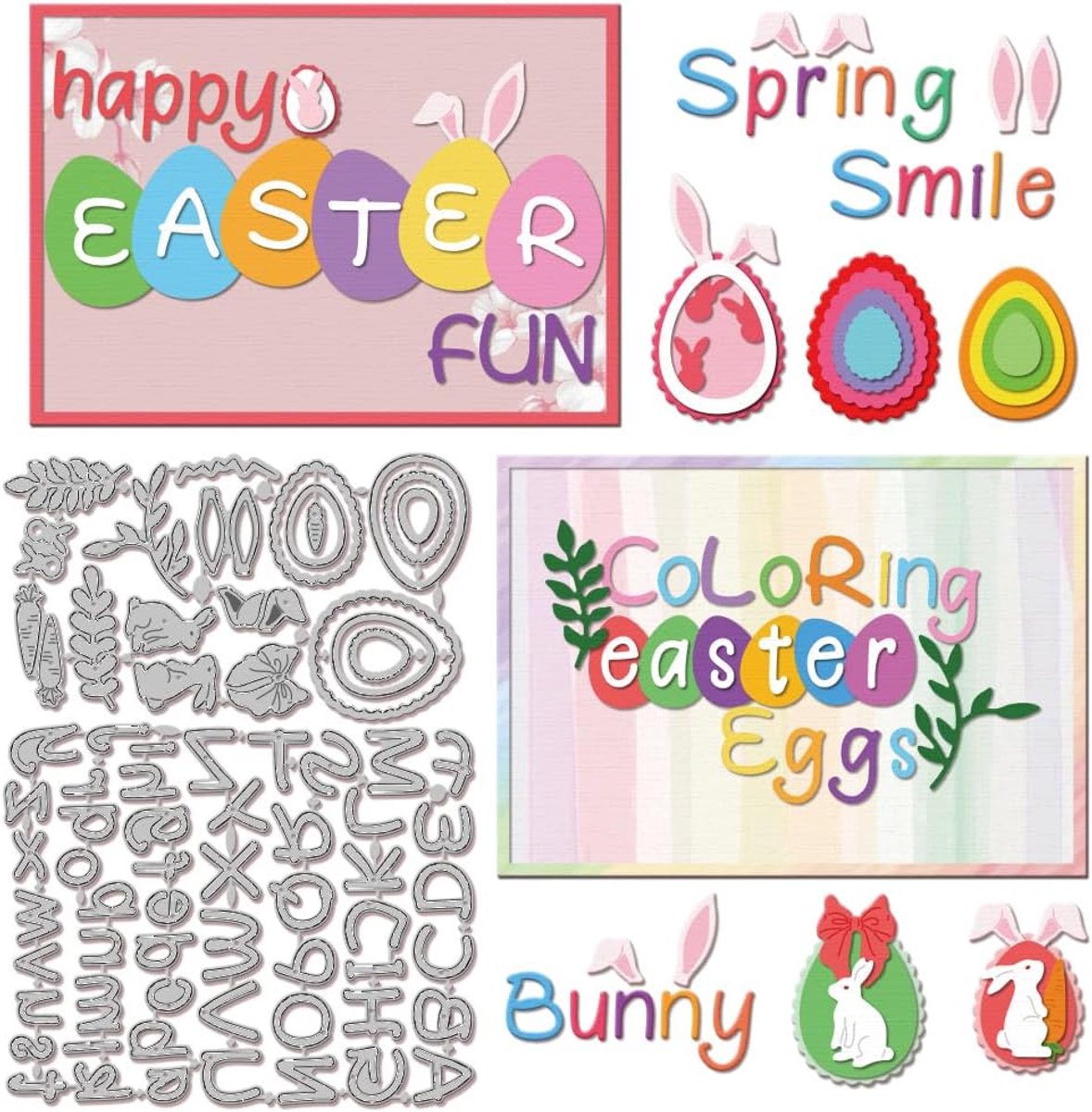 Paaseieren Alfabet Snijmallen voor DIY Scrapbooking Metalen Konijn Wortel Gesneden Dies Bladeren Strikken Die Cuts Voor Kaarten Maken Embossing Fotoalbum Craft Decor