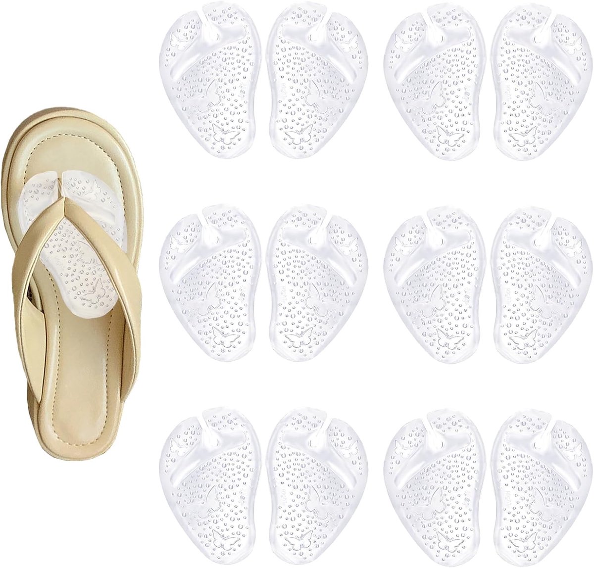 Flip Flop 6 paar teenslippers bescherming transparant | teenbescherming, huidvriendelijk materiaal, uniseks, onzichtbaar, lijmvrij gebruik, eenvoudig aan te brengen