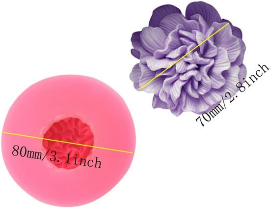 2 Stuks Siliconen Anjer Bloem Mallen - 3D Fondant Icing Vorm Voor Cake Decoreren, Wax Melts, Zeep, Snoep, Jelly, Pudding — afbeelding 4