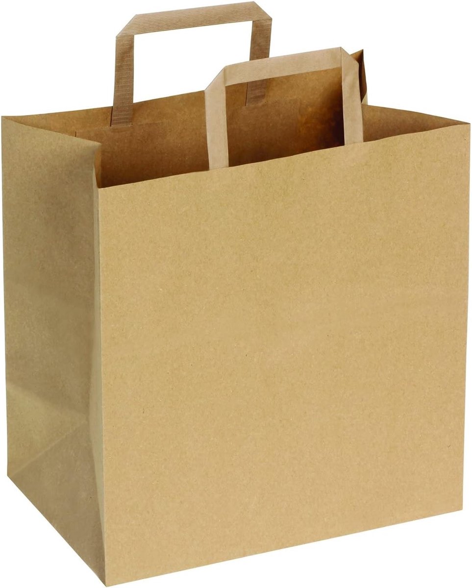 Papieren draagtassen 26 x 17 x 26 cm - biologisch afbreekbaar - stevig en duurzaam - perfect voor cadeauverpakking - SnelShoppen
