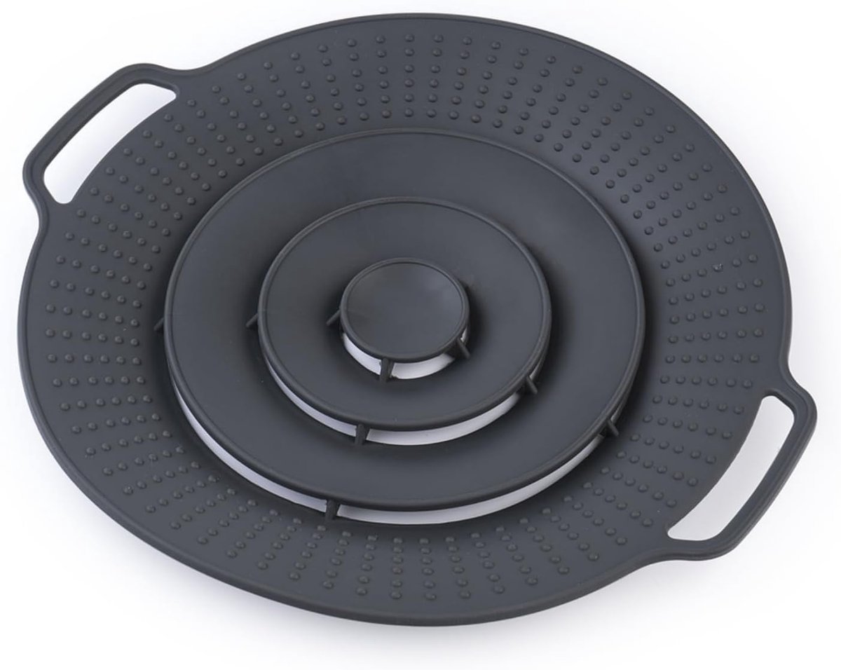 overkookbeveiliging, 30 cm, spatbescherming, pannendeksel voor fornuis, magnetron en kommen, hittebestendig, vaatwasmachinebestendig en universeel (zwart)