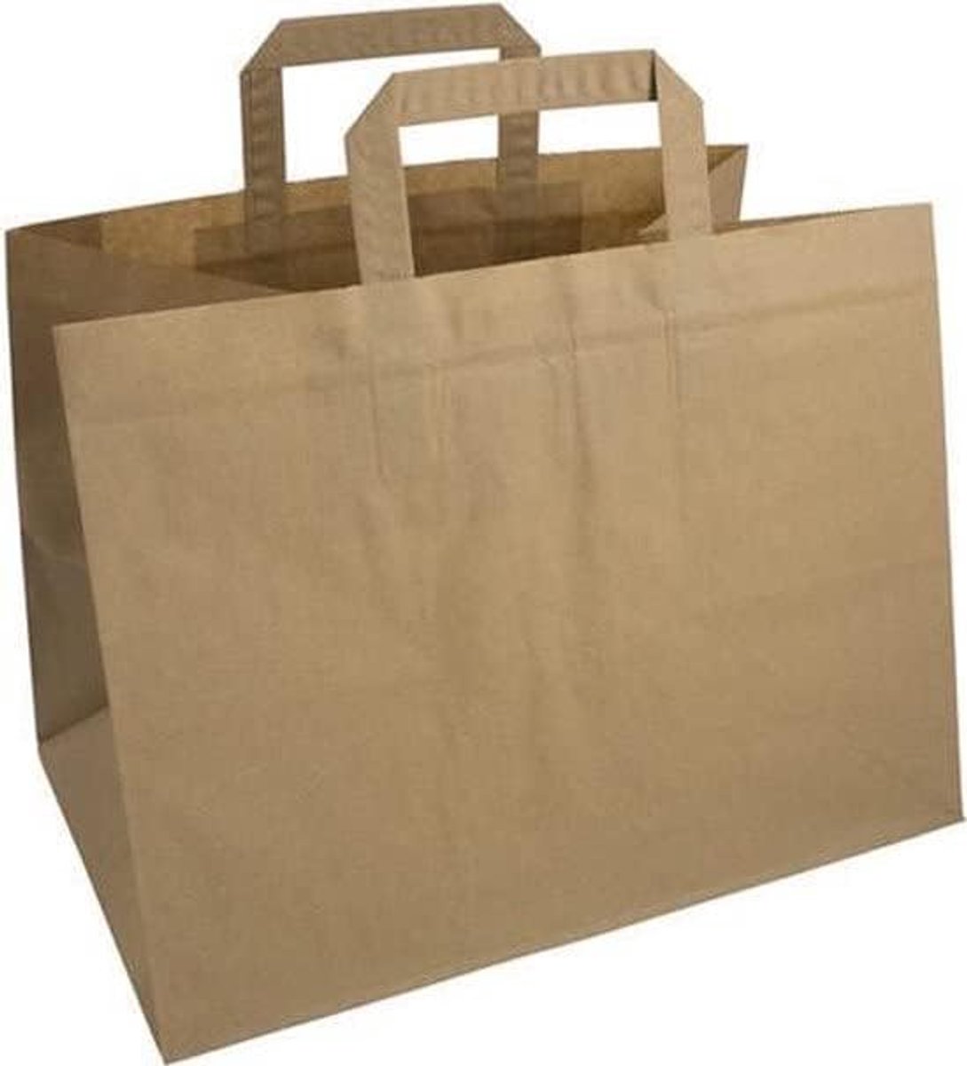 Take Away Papieren Draagtas 26 x 17 x 25 cm - Kraft Papier - Met Handgrepen - Ideaal voor Afhaalmaaltijden - SnelShoppen