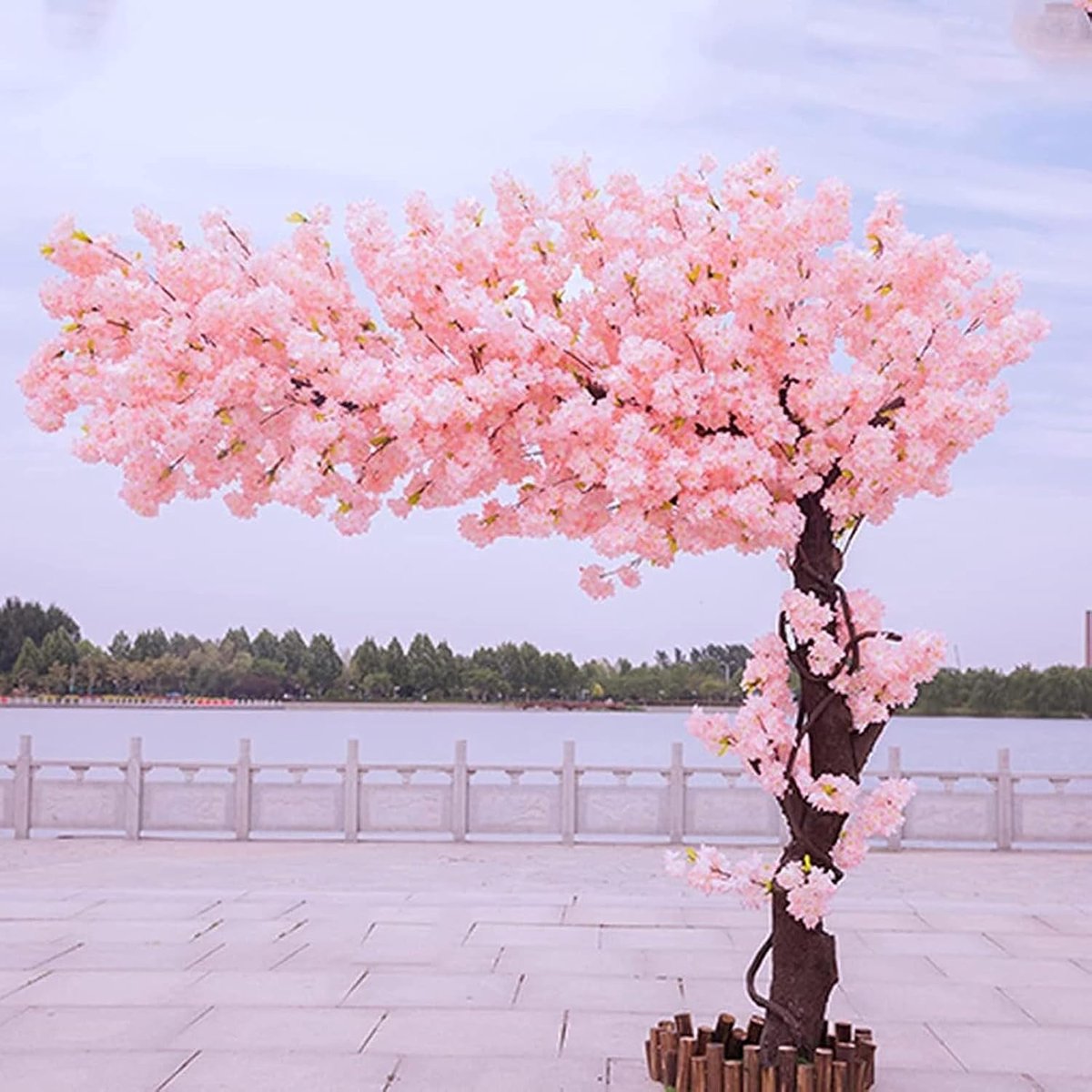 Kunstmatige Kersenbloesem Bomen Kunstmatige Kersenbloesem Bloemen Boom, Zijde Faux Magere Perzik Bloemen Boom voor Slaapkamer Kantoor Bruiloft Feest Woondecoratie Handgemaakt,2X1.5M