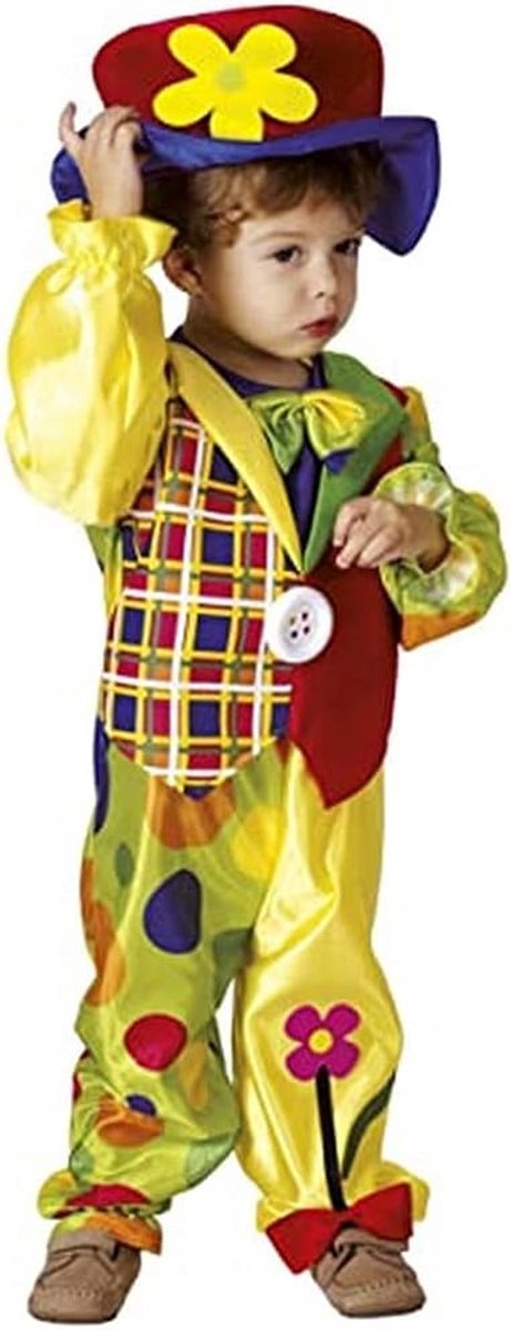 - Clownkostuum voor kinderen 'Cookie', 3-4 jaar | Hoed en jumpsuit met klittenbandsluiting, kinderkostuum voor carnaval, verjaardagen en themafeesten