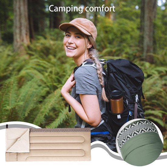 Camping Slaapzak - Slaapzakken Outdoor - Kamperen en Reizen - Dubbellaagse Naden - 190 x 75 cm - Blauw van Camping — afbeelding 2
