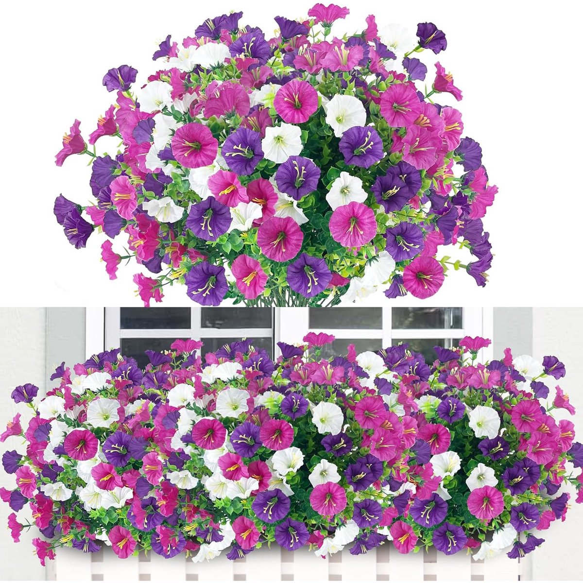Kunstbloemen voor buiten - 6 bundels - plastic bloemen - perfect voor balkonversiering - SnelShoppen