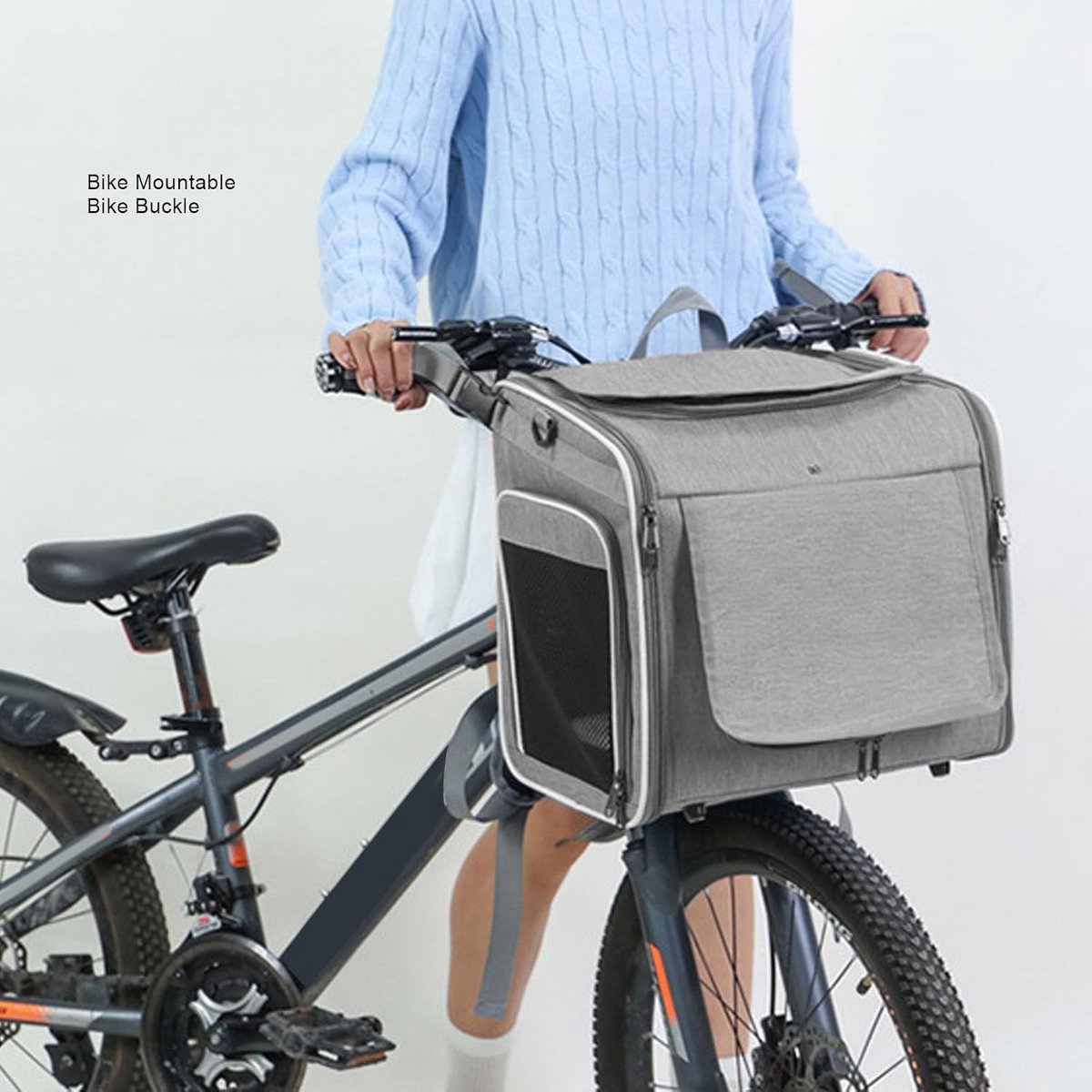 Fietsmand Hond - Draagzak - Veilig Vervoer - Uitbreidbaar Ontwerp - Tot 8kg - Grijs