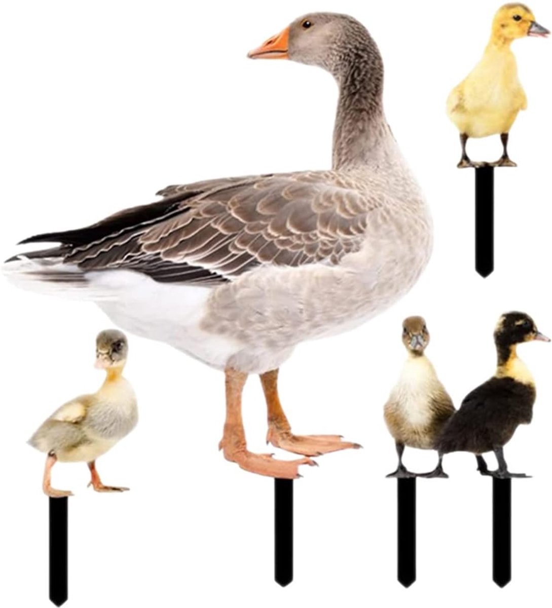 5 stuks eendendecoratie stekers tuinstekers eend decoratiefiguur paasdecoratie eend standbeeld ganzen tuinfiguur acryl tuindecoratie lentedecoratie voor thuis, gazon, binnenplaats, Pasen,