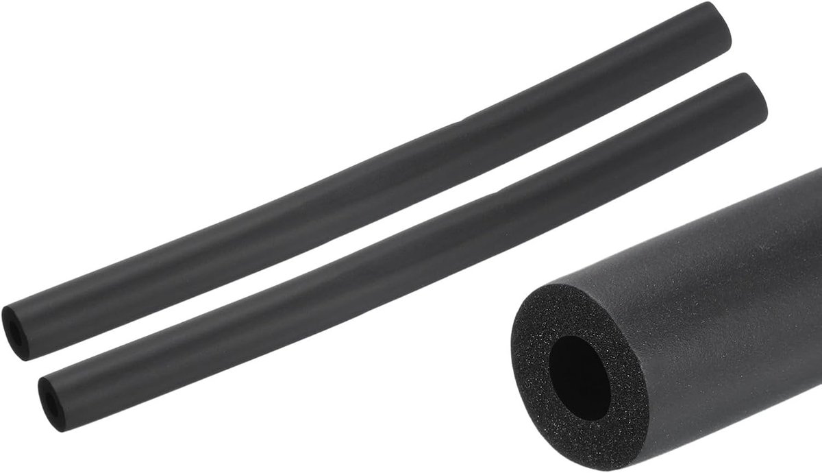 Buisisolatie voor buizen 5/16 inch (8 mm) ID, 18 mm, OD schuimbuis voor gripsteun, 2 stuks, zwart