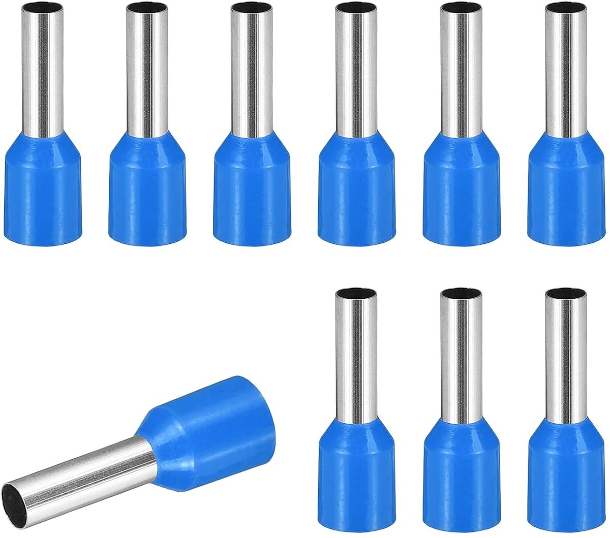 100 stuks krimpkabelschoenen VE4010 – koperijzeren klemmen 12 AWG voor elektrische projecten, industrie, chemie, met isolatie, blauw