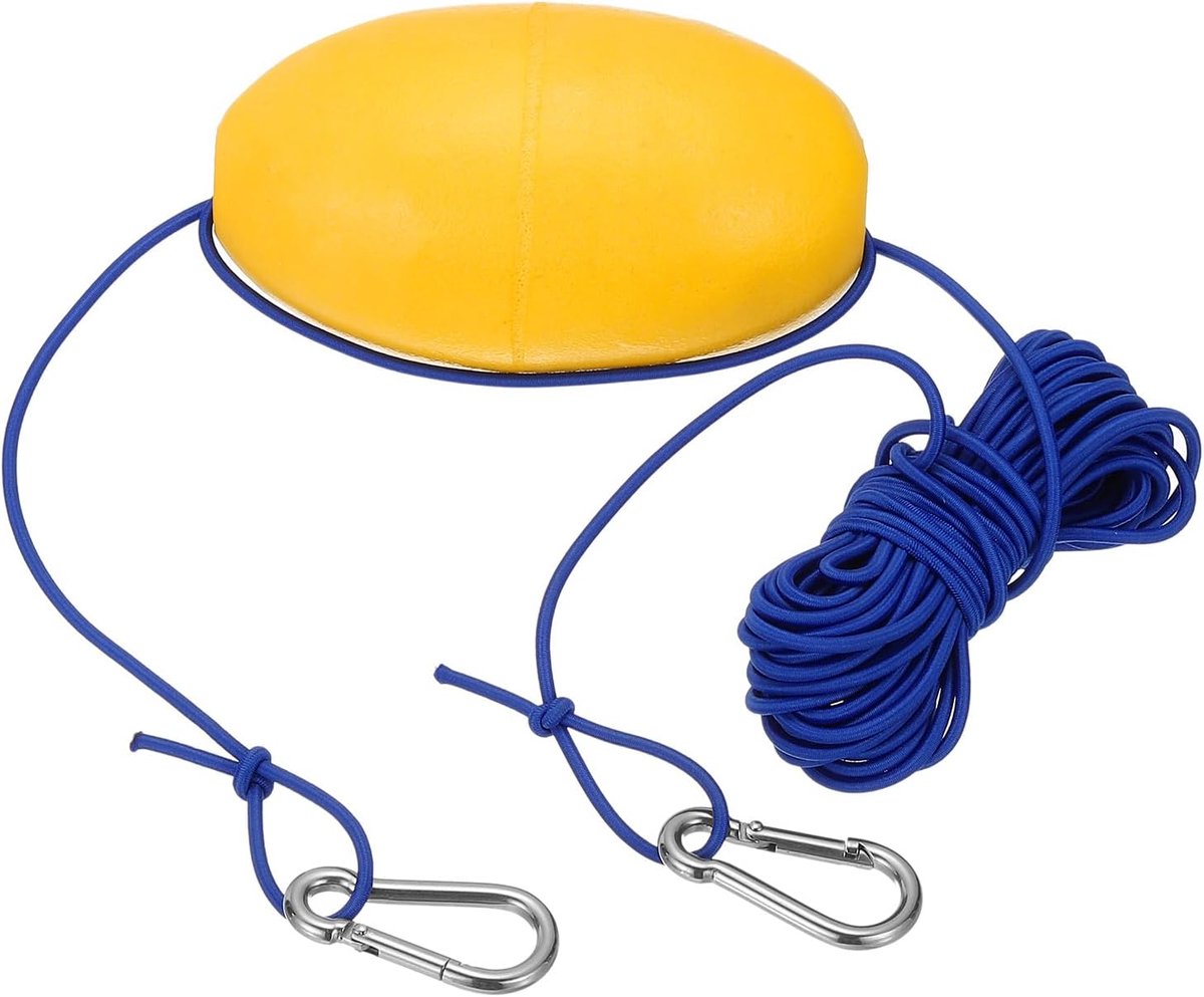 30FT Float Rope Sleeplijn, Heavy Duty Boei Ball Float Leash met RVS Haak Drift Rope Marker Boei Float Touw voor Vissen Drift Jet-Ski Kajak Boot Accessoires, Blauw