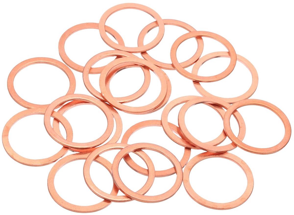 20 stuks sluitringen, koper, M24, 24 x 30 x 1,5 mm, metrische afdichtingen, verbeterde afdichting, koper, voor schroeven, moeren, accessoires voor elektronische reparatie