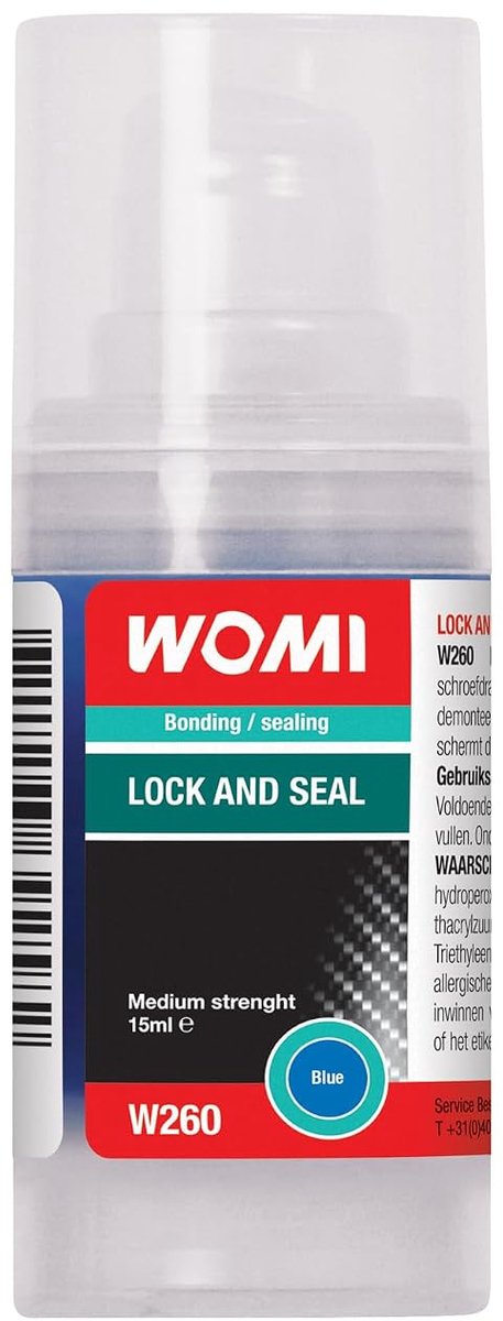 Lock and Seal lijm 15ml - Blauw - Voor schroefdraadverbindingen - Handmatig demonteerbaar - SnelShoppen