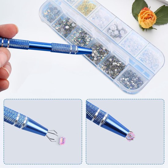 Tang 4 tanden parelhouder - 3 stuks 12 cm roestvrij staal piercing bal tang, piercing kogelhouder sieraden pincet prong pincet sieraden pick up gereedschap prong piercing kogelhouder — afbeelding 3